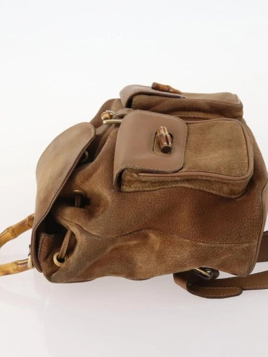 GUCCI Bamboo Backpack Suede Brown Gold 003 2058 0016 Auth LNZ352 main image 10